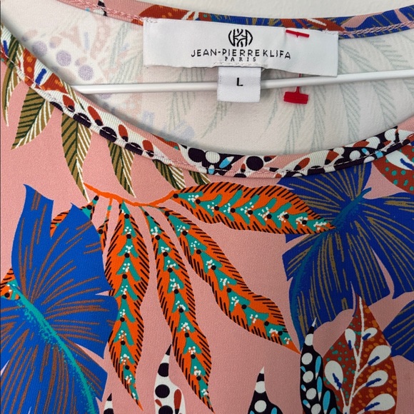 Jean-Pierre Klifa Paris size large, Daphne Tropical Print Dress with 3/4 Sleeves - Picture 2 of 6